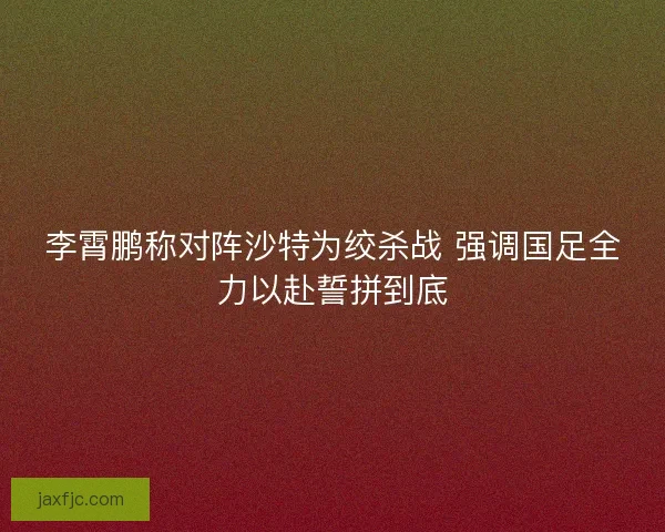 李霄鹏称对阵沙特为绞杀战 强调国足全力以赴誓拼到底